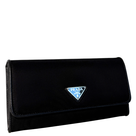 Prada Geldbörse aus Nylon und Saffiano-Leder Schwarz Fullset / sehr gut Prada