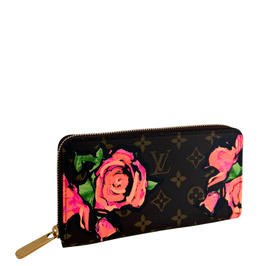 Louis Vuitton Zippy Geldbörse Roses Monogram Canvas Braun / neuwertig Louis Vuitton