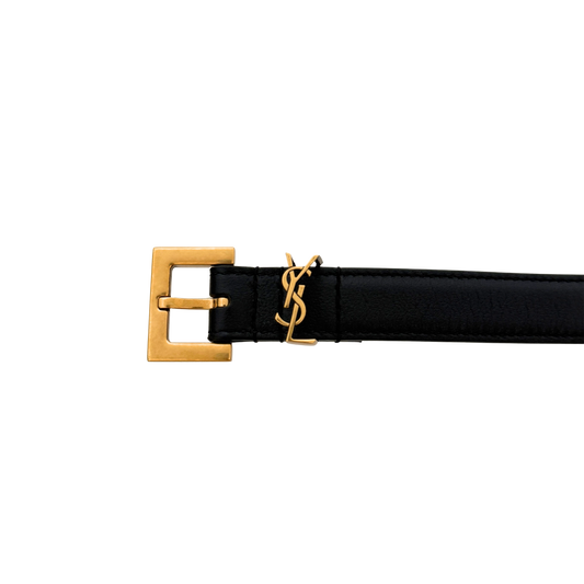 Saint Laurent Cassandre Gürtel aus Glattleder mit quadratischer Schnalle Schwarz 80cm Fullset / neuwertig Saint Laurent
