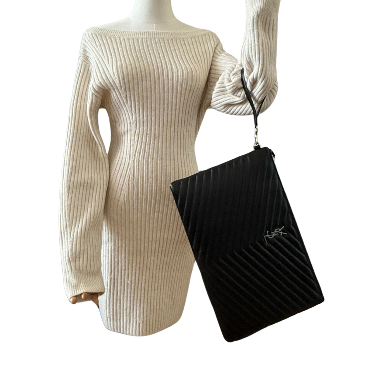 Saint Laurent Cassandre Matelassé Dokumentenhalter aus gestepptem Leder Schwarz / sehr gut Saint Laurent