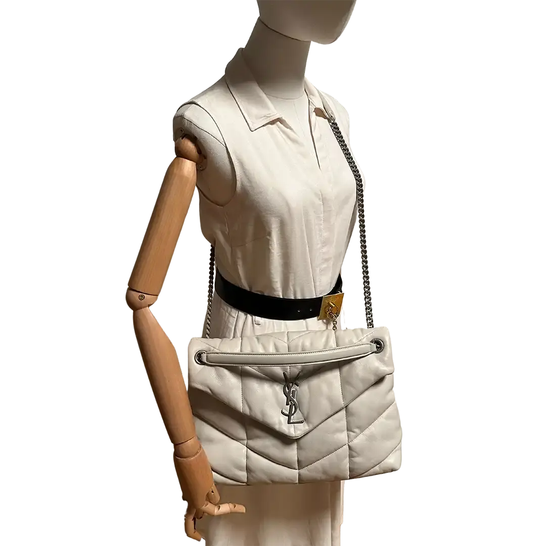 Saint Laurent LouLou Puffer Medium Handtasche Ivory Lammleder / sehr gut Saint Laurent