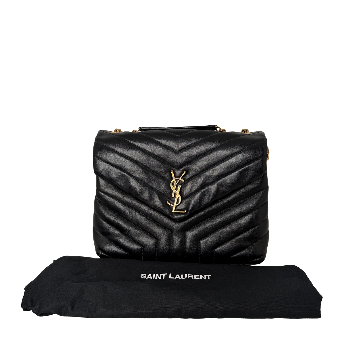 Saint Laurent LouLou Medium Leder Schwarz GHW Saint Laurent