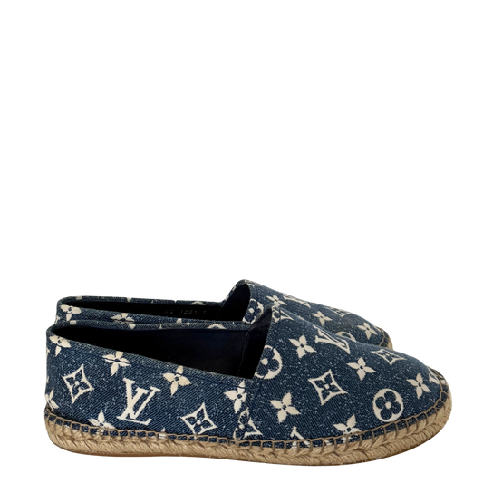 Louis Vuitton Starboard Flat Espadrilles Monogram-Denim Größe 38 1/2 Blau Fullset / sehr gut Louis Vuitton