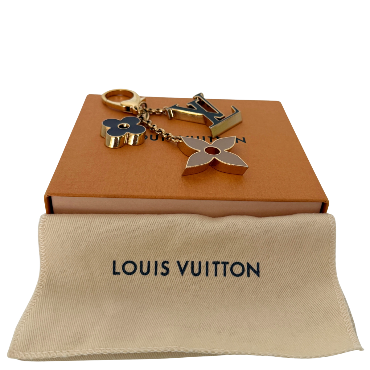 Louis Vuitton Taschenschmuck Fleur de Monogram Schwarz Beige M67119 / sehr gut Louis Vuitton