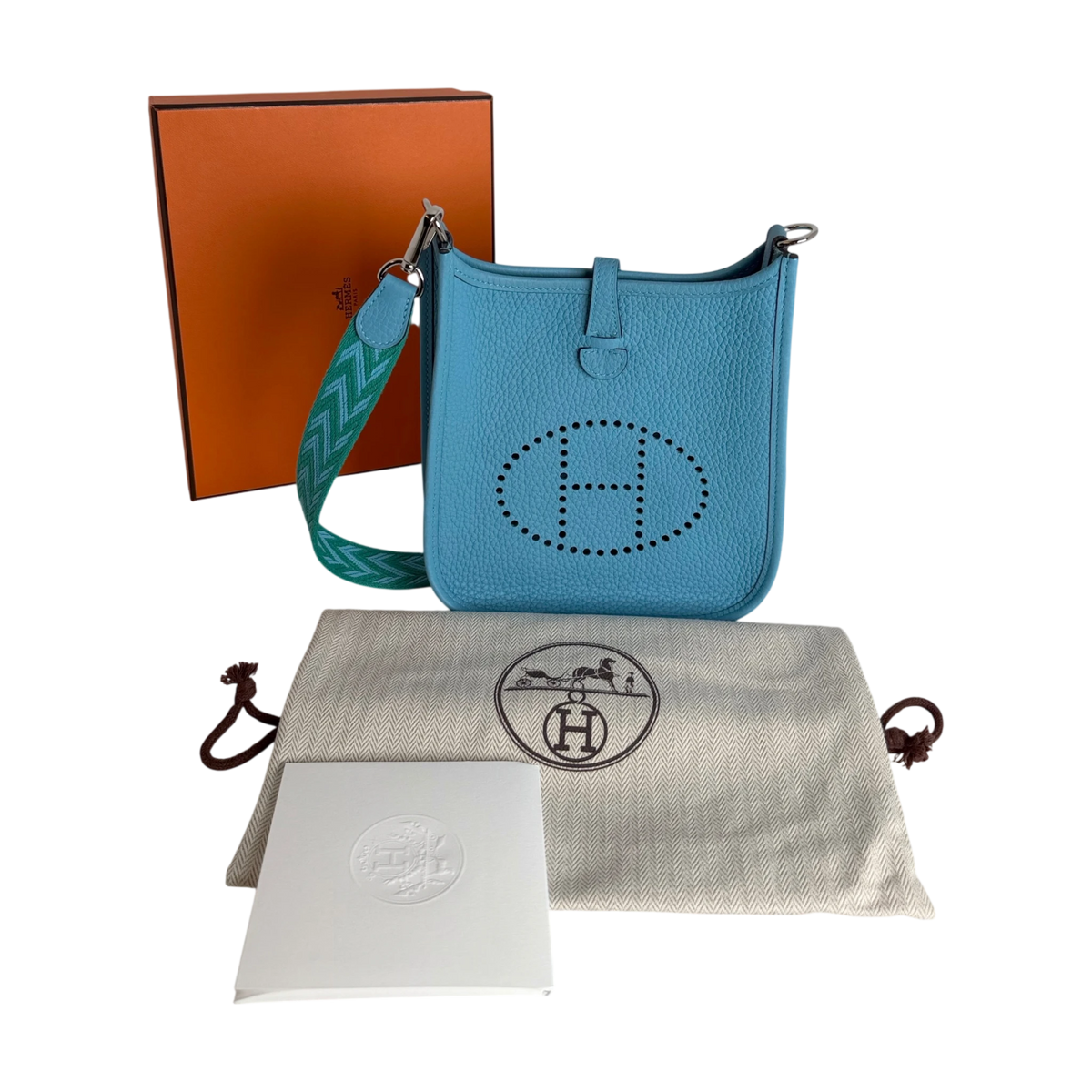 Hermès Evelyne 16 TPM Amazone Clémence Bleu Nord Zickzack Silber – Ansicht 10