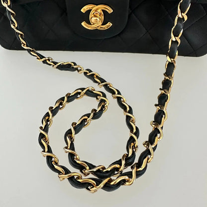 Chanel Timeless Vintage Double Flap Bag Lammleder schwarz Small/ gut Chanel