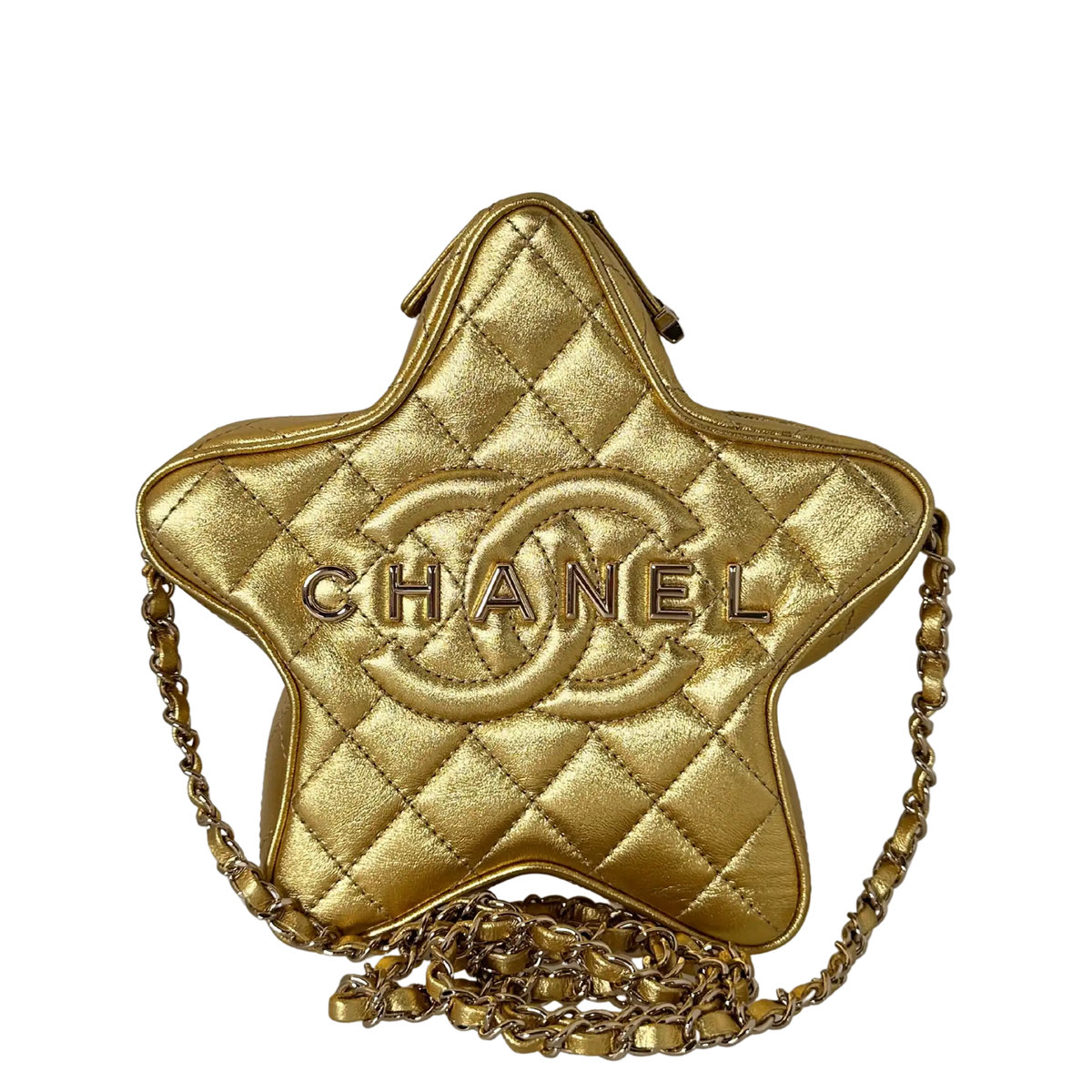 Chanel  Metallic Lammleder Quilted Walk Of Fame Star Bag Gold / neuwertig Chanel