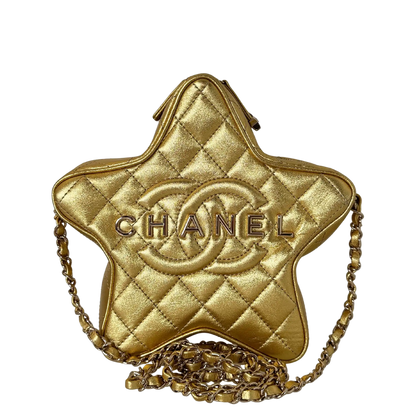 Chanel  Metallic Lammleder Quilted Walk Of Fame Star Bag Gold / neuwertig Chanel