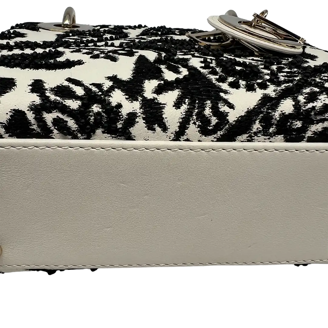 Christian Dior Mini Lady Dior floral bedruckt und bestickt Off white / sehr gut Dior