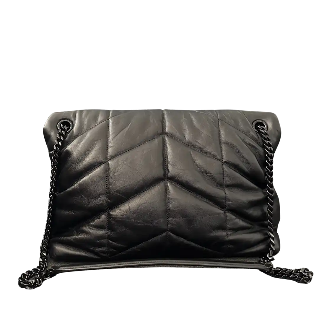 Saint Laurent LouLou Puffer Medium Handtasche All black Lammleder / sehr gut Saint Laurent