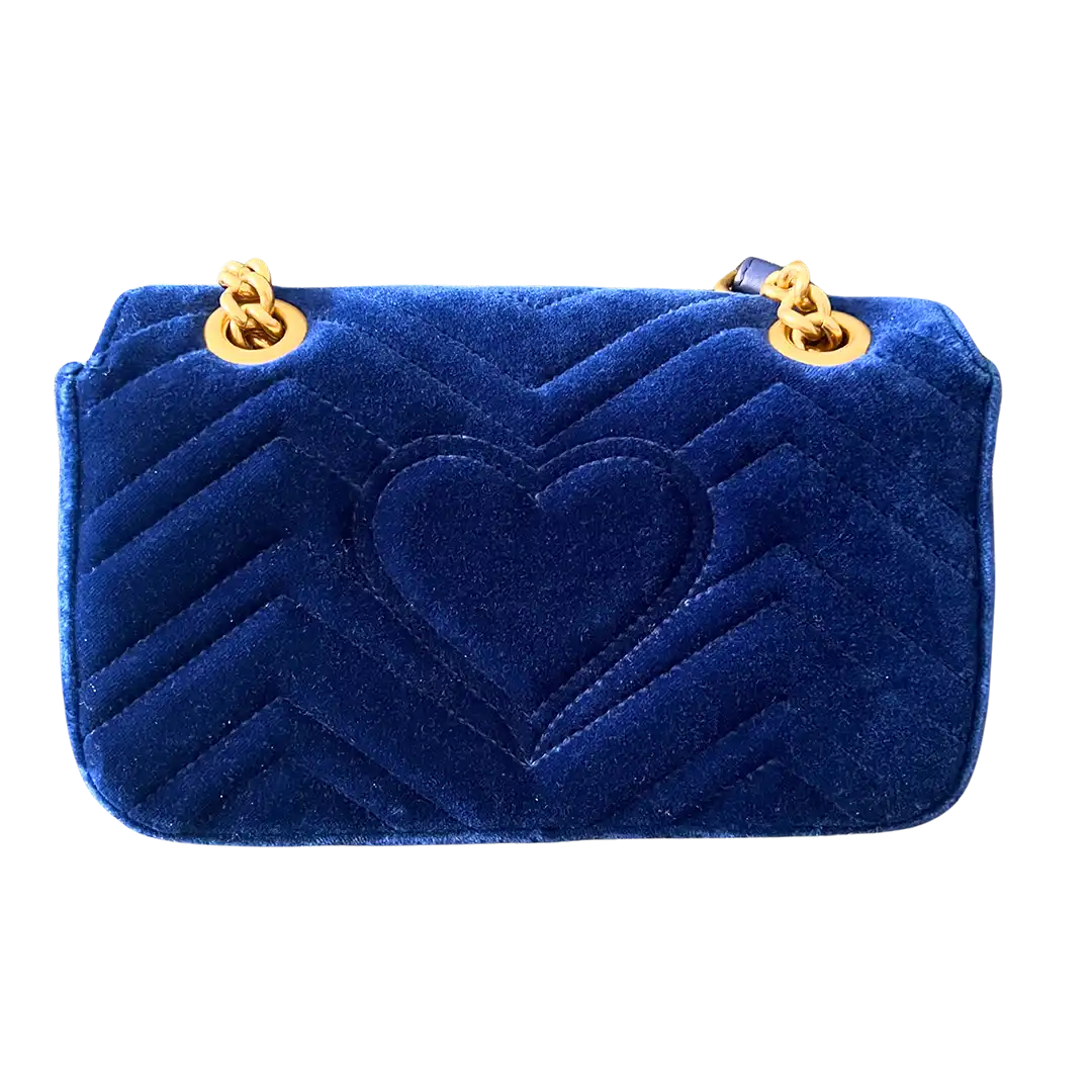Gucci GG Marmont Mini cobalt blue Samttasche / sehr gut Gucci