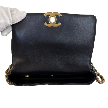 Chanel 19 Flap Bag Small Tas Navy Lamsleer