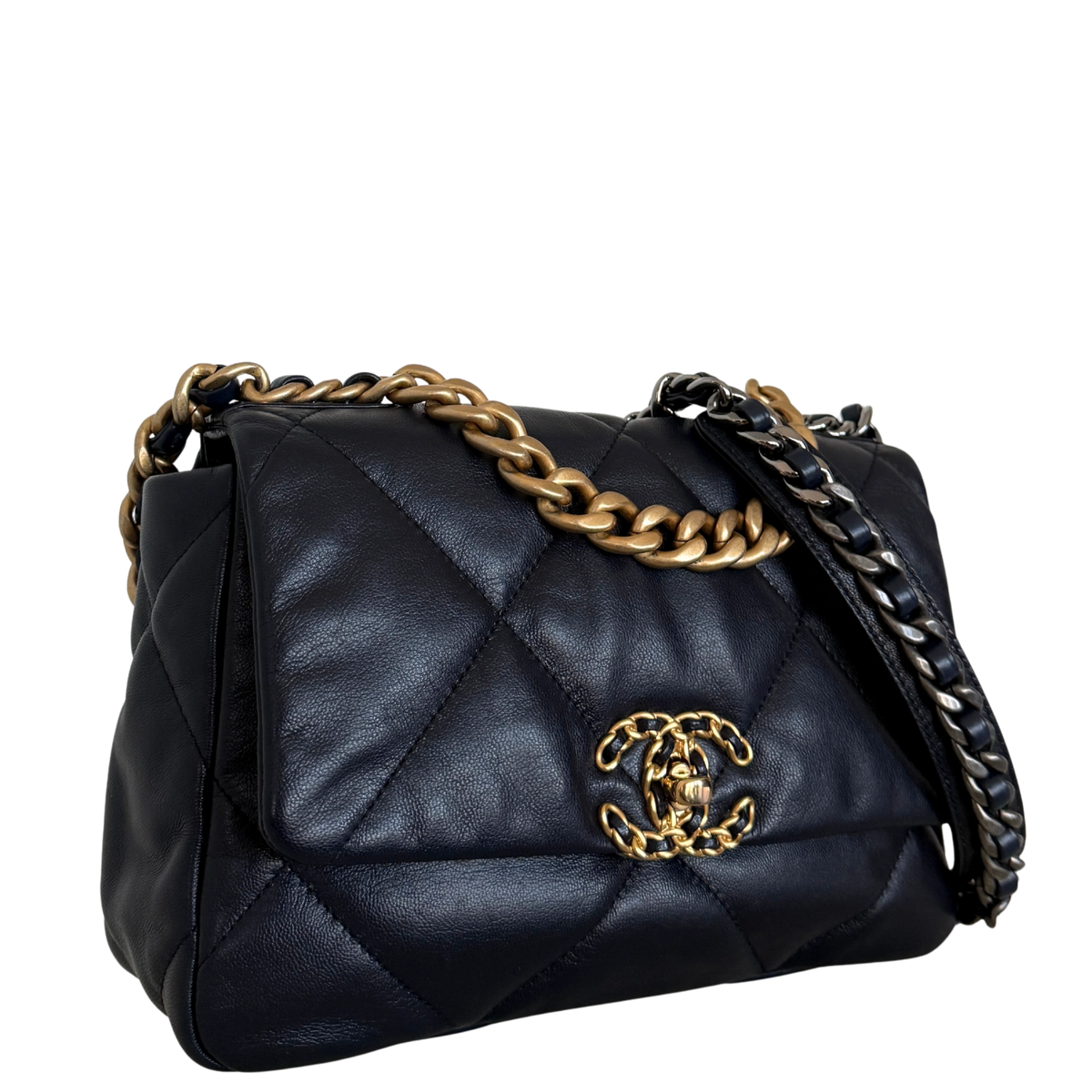 Chanel 19 Flap Bag Small Tas Navy Lamsleer