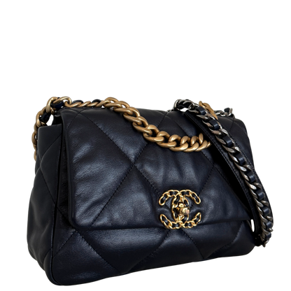 Chanel 19 Flap Bag Small Tas Navy Lamsleer