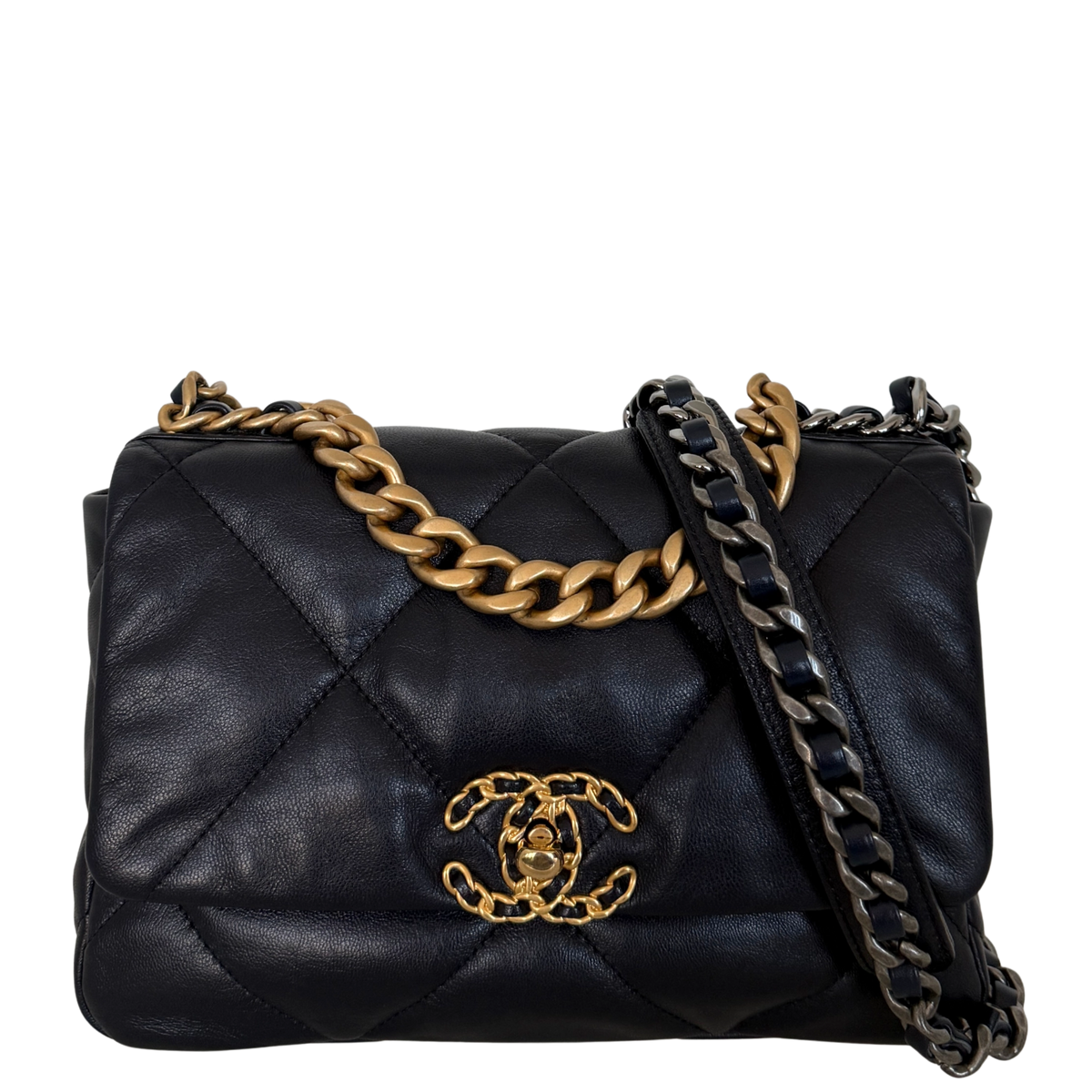Chanel 19 Flap Bag Small Tas Navy Lamsleer