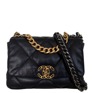 Chanel 19 Flap Bag Small Tas Navy Lamsleer