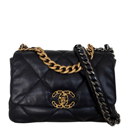 Chanel 19 Flap Bag Small Tas Navy Lamsleer