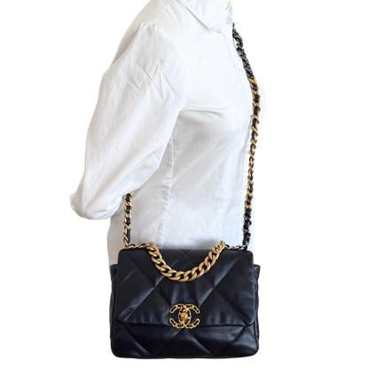 Chanel 19 Flap Bag Small Tas Navy Lamsleer
