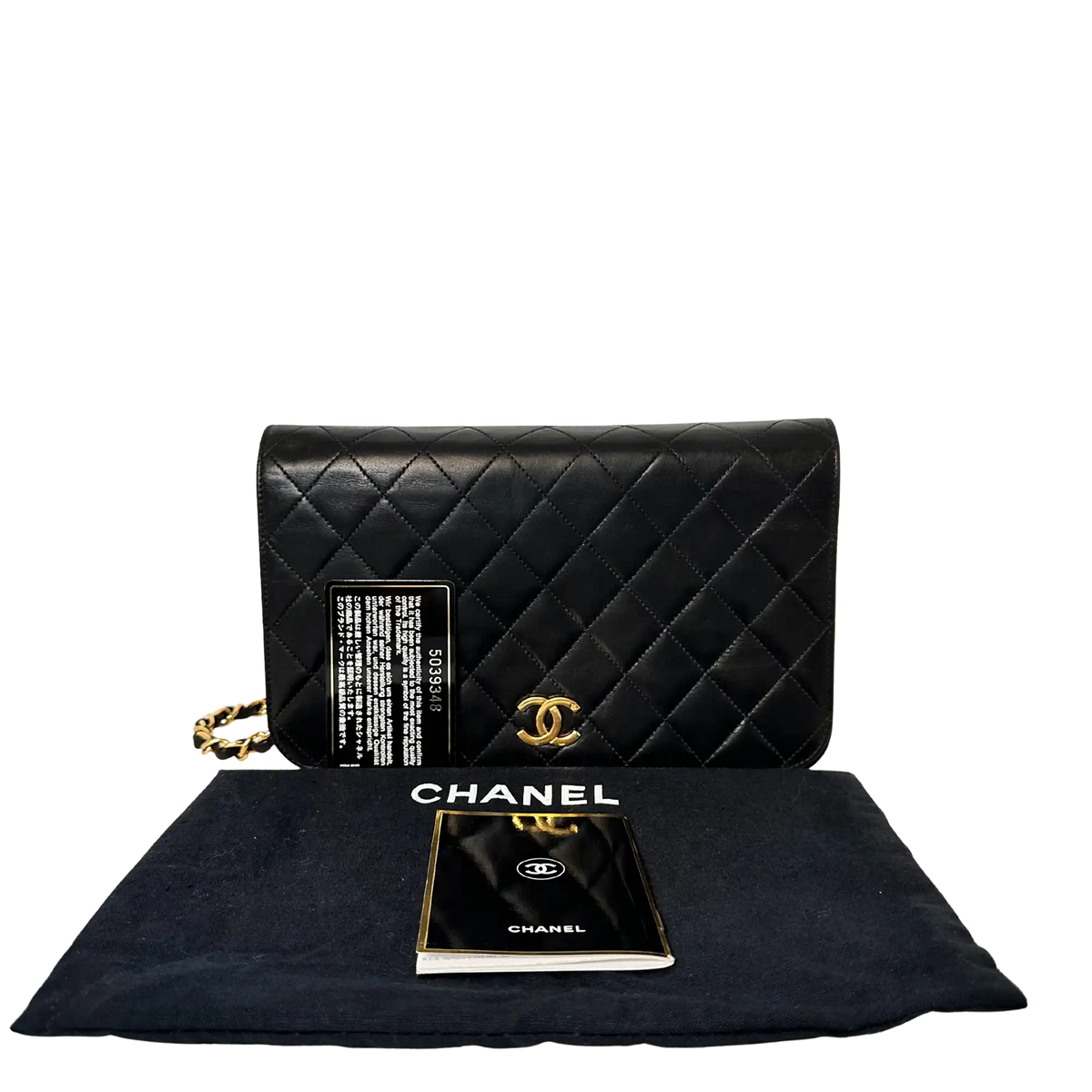 Chanel Timeless Wallet on Chain Vintage Lammleder schwarz mit ID Card / gut Chanel