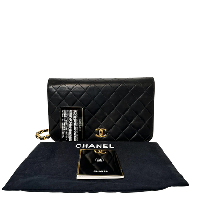 Chanel Timeless Wallet on Chain Vintage Lammleder schwarz mit ID Card / gut Chanel