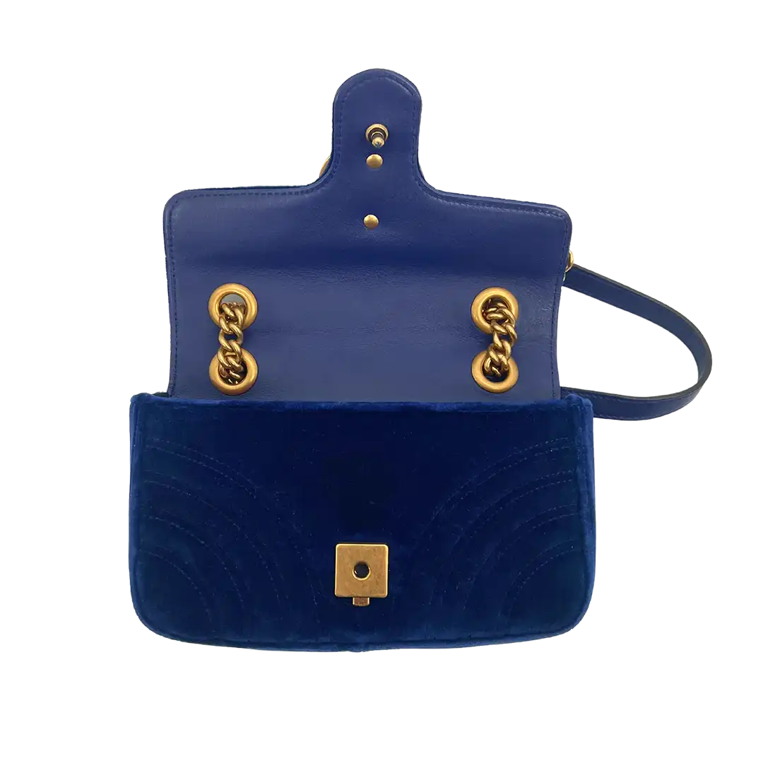 Gucci GG Marmont Mini cobalt blue Samttasche / sehr gut Gucci