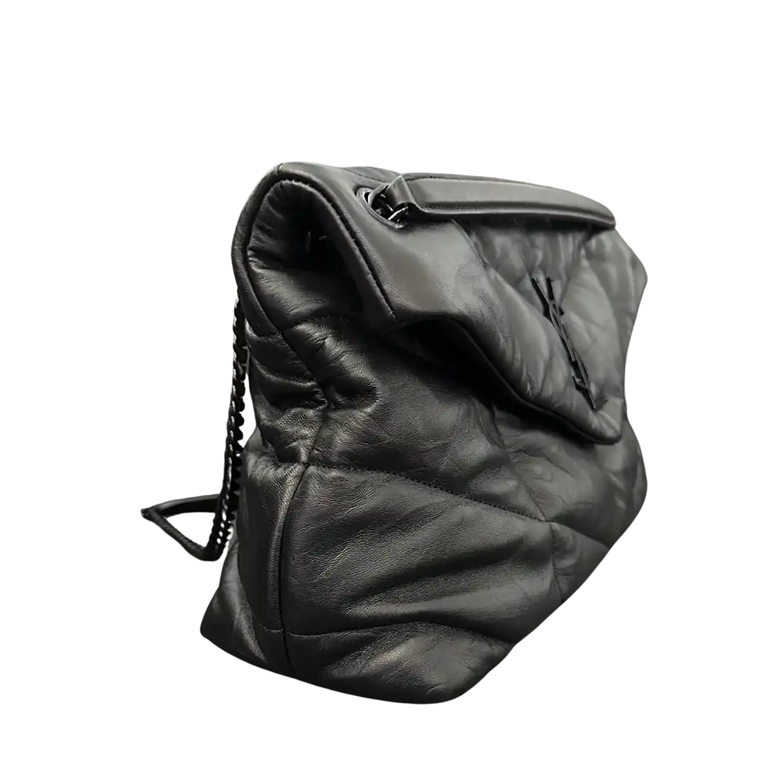 Saint Laurent LouLou Puffer Medium Handtasche All black Lammleder / sehr gut Saint Laurent
