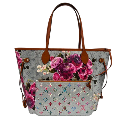 Louis Vuitton Metallic Monogram LV Garden Neverfull MM Silver Fullset / neuwertig Louis Vuitton