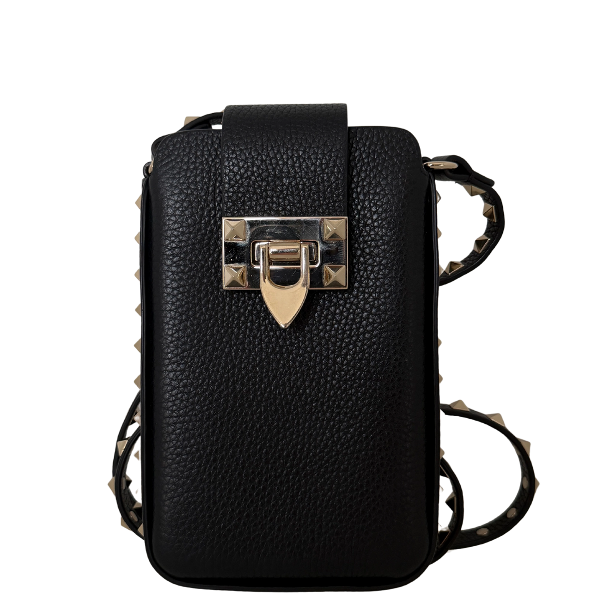 Valentino Garavani Rockstud Phone Case Leder schwarz / sehr gut Valentino