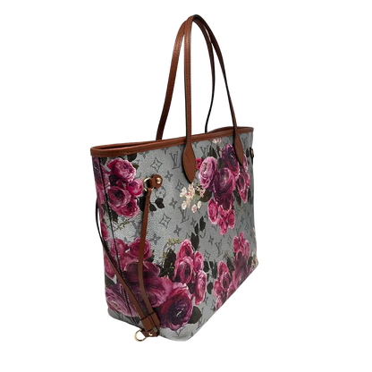 Louis Vuitton Metallic Monogram LV Garden Neverfull MM Silver Fullset / neuwertig Louis Vuitton