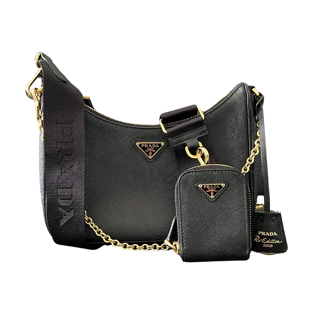 Prada Re-Edition 2005 Handtasche Saffiano Leder schwarz /neuwertig Prada