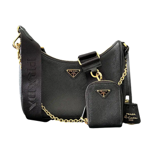 Prada Re-Edition 2005 Saffiano lederen handtas zwart