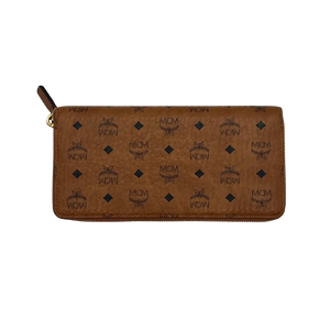 MCM Zipped Wallet groot Visetos Cognac Unisex Portemonnee