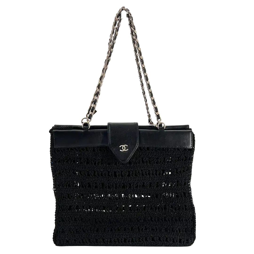 Chanel Vintage Supermodel Häkeltasche CC Logo / sehr gut Chanel
