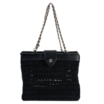 Chanel Vintage Supermodel Häkeltasche CC Logo / sehr gut Chanel