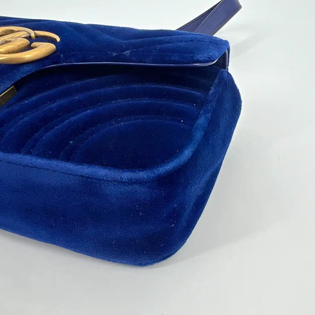 Gucci GG Marmont Mini cobalt blue Samttasche / sehr gut Gucci