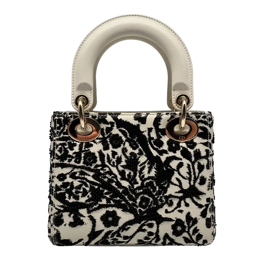Christian Dior Mini Lady Dior floral bedruckt und bestickt Off white / sehr gut Dior