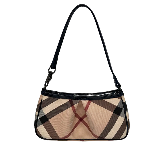 Burberry Nova Check Patent Leder kleine Clutch beige / gut Burberry