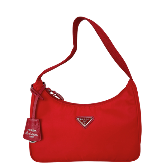 Prada Re-Edition 2000 Mini Bag rot Fullset / sehr gut Prada