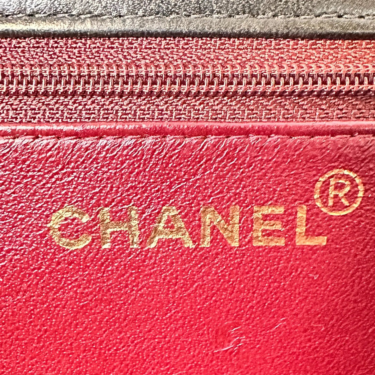 Chanel Timeless Wallet on Chain Vintage Lammleder schwarz mit ID Card / gut Chanel