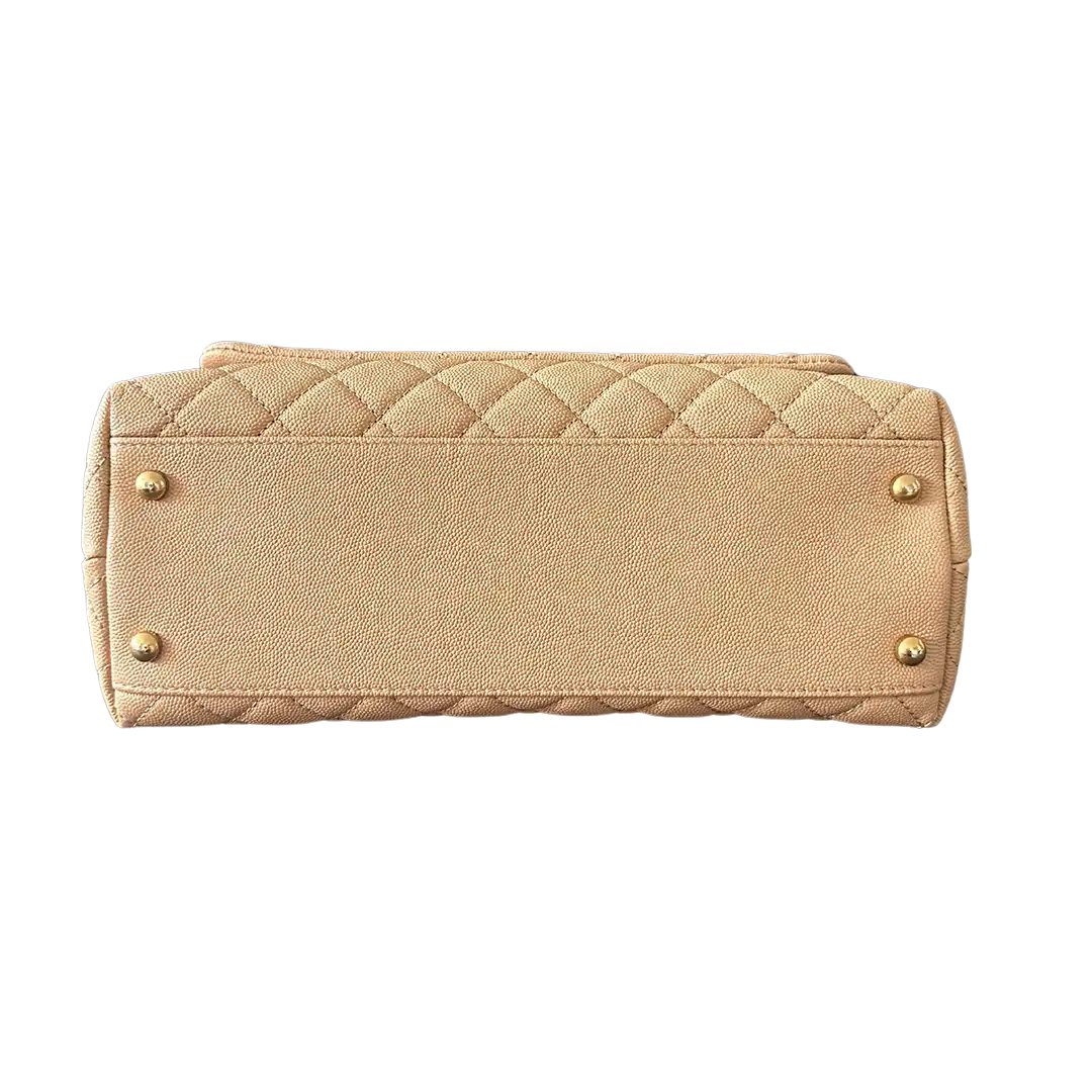 Chanel Coco Handle Medium Beige Caviar Leder Echsengriff Fullset / sehr gut Chanel