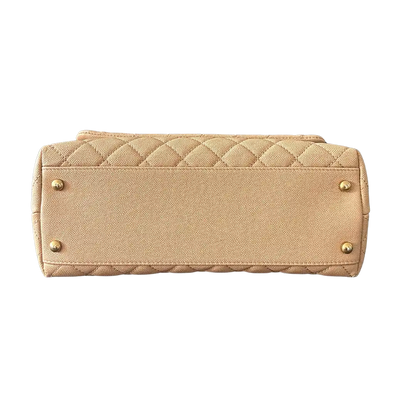Chanel Coco Handle Medium Beige Caviar Leder Echsengriff Fullset / sehr gut Chanel