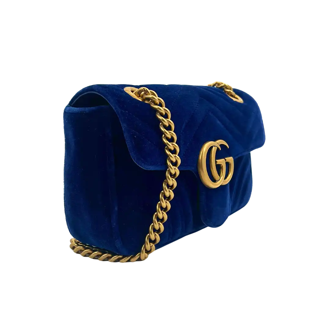 Gucci GG Marmont Mini cobalt blue Samttasche / sehr gut Gucci