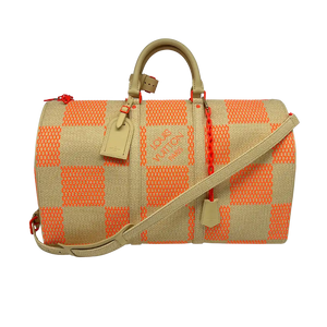 Louis Vuitton Keepall 50 Bandoulière Oranje beige Raffia