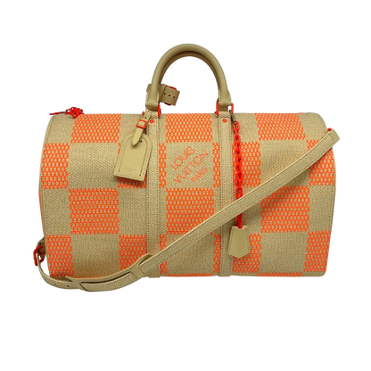 Louis Vuitton Keepall 50 Bandouliere Orange beige Raffia Fullset / neuwertig Louis Vuitton