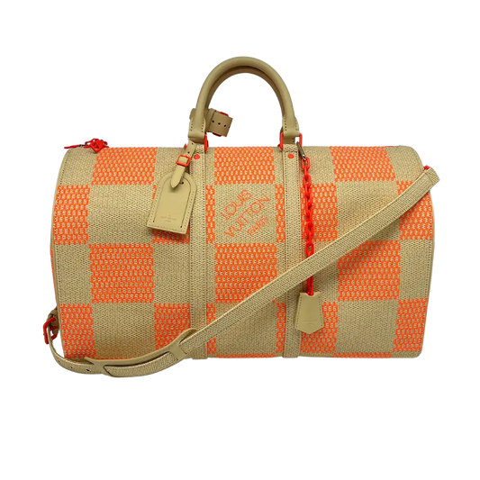 Louis Vuitton Keepall 50 Bandouliere Orange beige Raffia Fullset / neuwertig Louis Vuitton