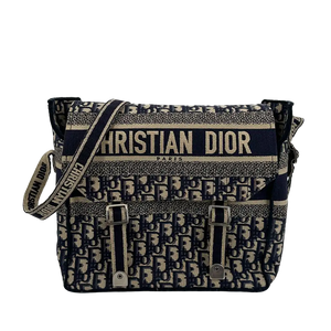 Dior Diorcamp Medium Oblique Jacquard Canvas Messenger Tasche blau