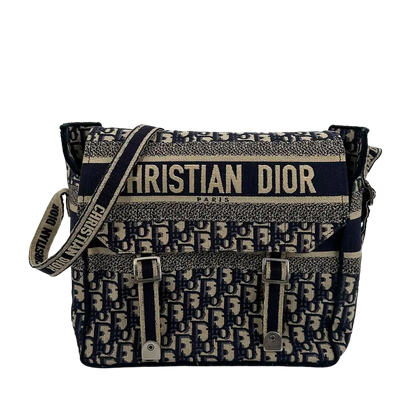 Dior Diorcamp Medium Oblique Jacquard Canvas Messenger Bag blau / sehr gut Dior