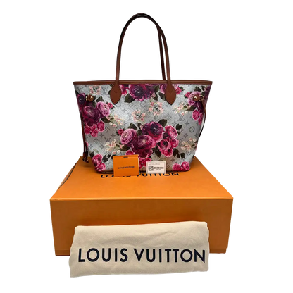 Louis Vuitton Metallic Monogram LV Garden Neverfull MM Silver Fullset / neuwertig Louis Vuitton