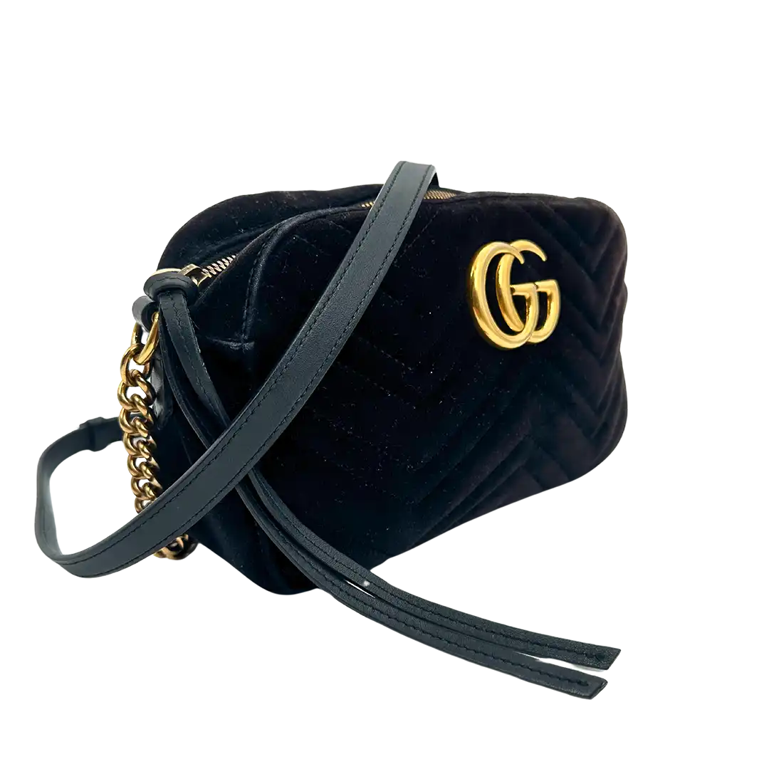 Gucci GG Marmont Samttasche schwarz / gut Gucci