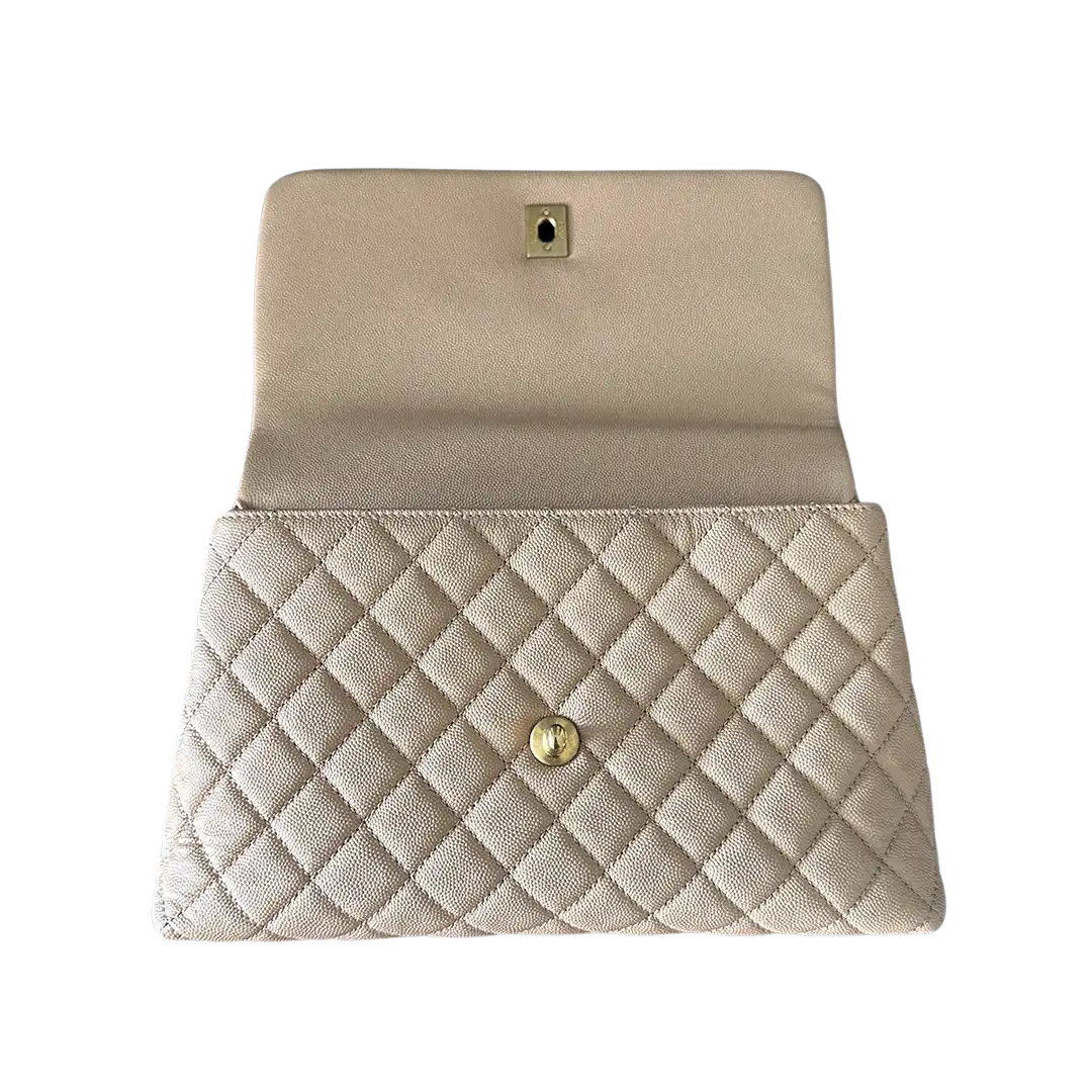 Chanel Coco Handle Medium Beige Caviar Leder Echsengriff Fullset / sehr gut Chanel